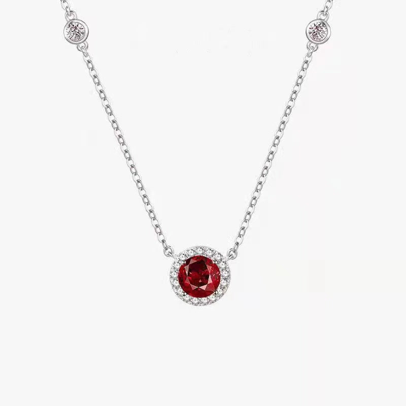 Damen Halskette mit funkelndem pinkem Stein Shop Nory
