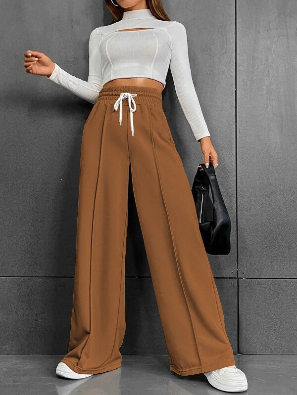 Damen nan weite High-Waist Palazzo-Jogginghose mit Kordelzug und Bügelfalte Shop Nory