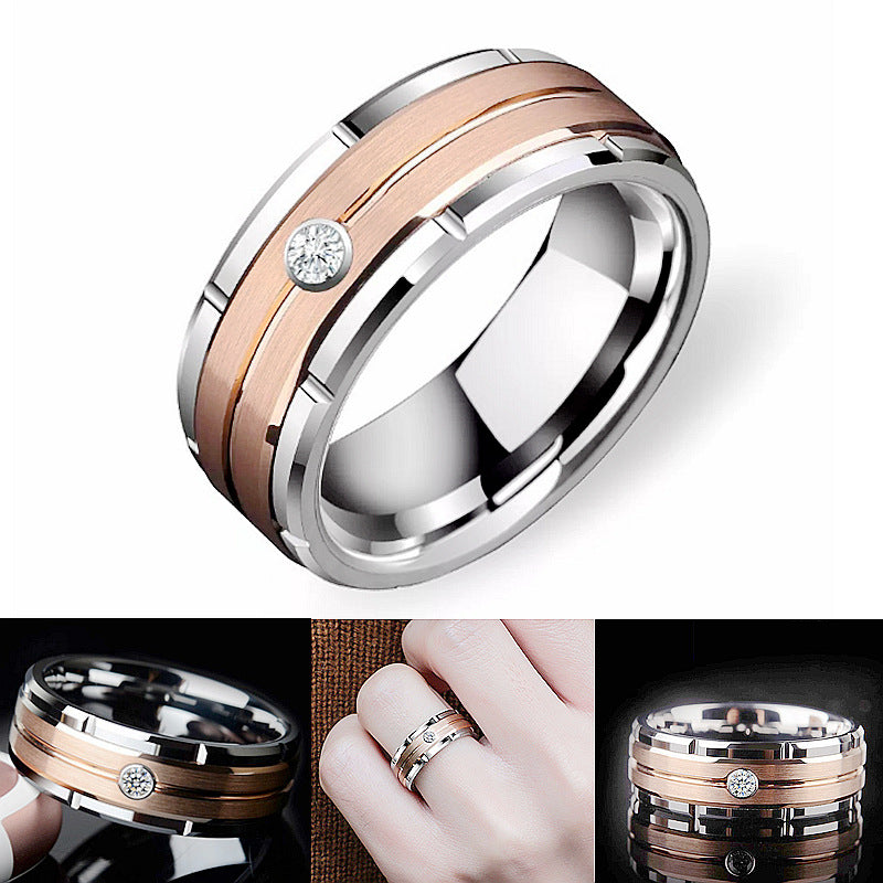 Herren Ring mit kunstvollem, zweifarbigen Design und funkelndem Akzent Shop Nory