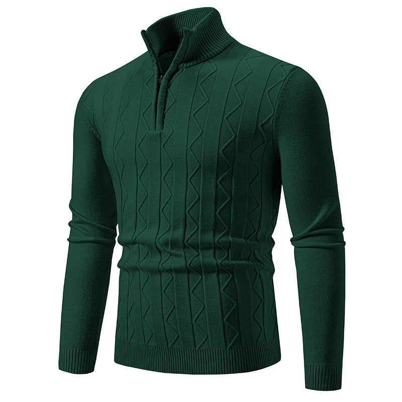Herren Slim-Fit Halbzip-Strickpullover mit Mockneck, Zopfmuster und gerippten Bündchen Shop Nory