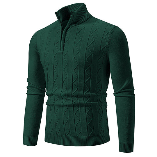 Herren Slim-Fit Halbzip-Strickpullover mit Mockneck, Zopfmuster und gerippten Bündchen Shop Nory