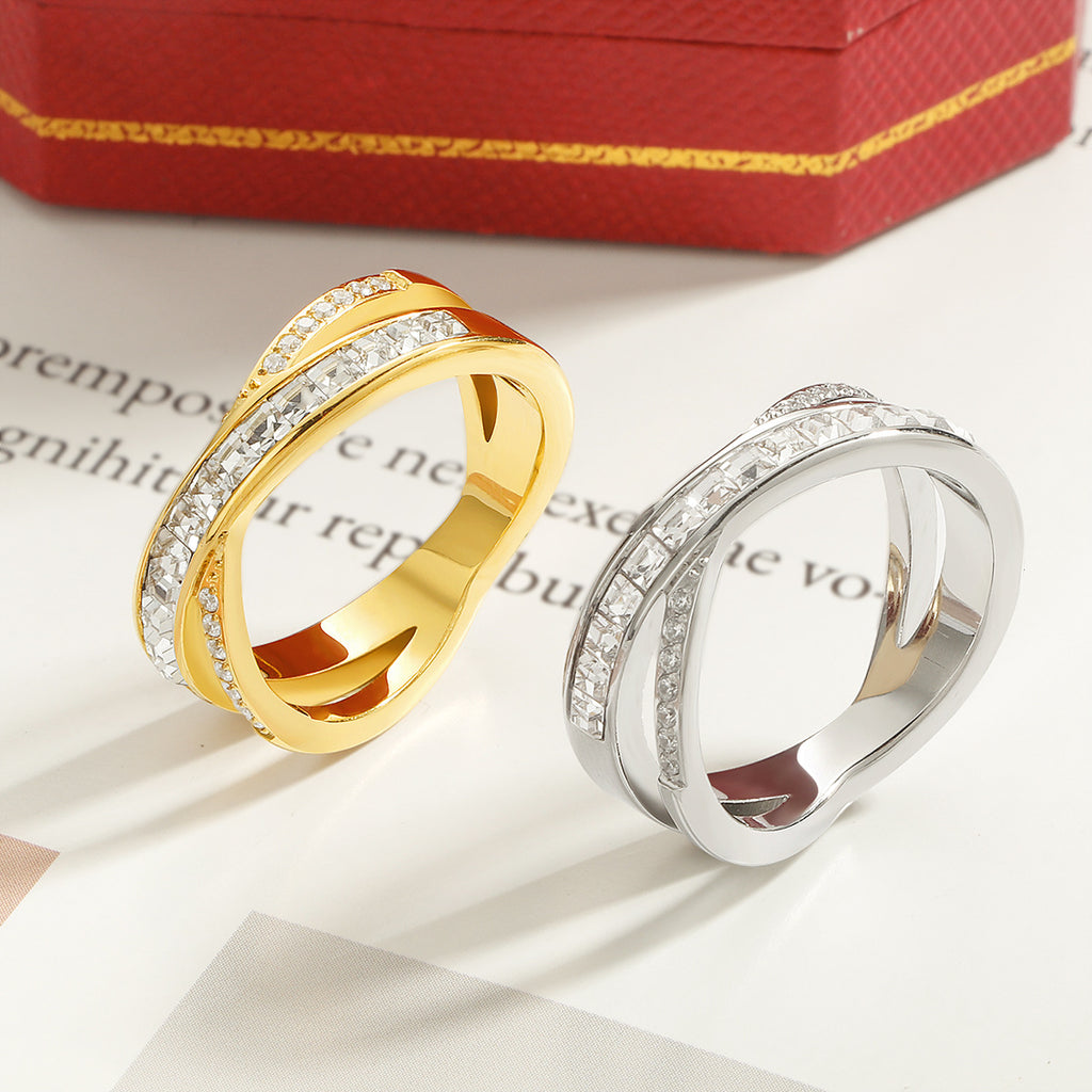 Damen Glitzernder Ring mit modernem Wellen-Design Shop Nory