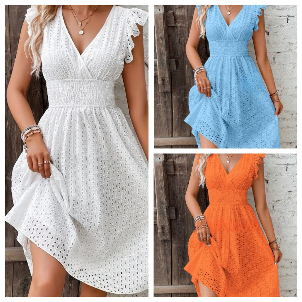 Damen Sommerkleid mit eleganten Spitzenärmeln