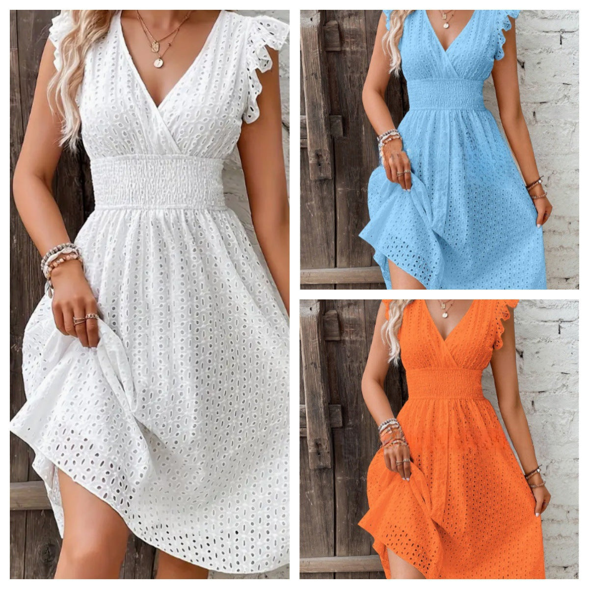 Damen Sommerkleid mit eleganten Spitzenärmeln