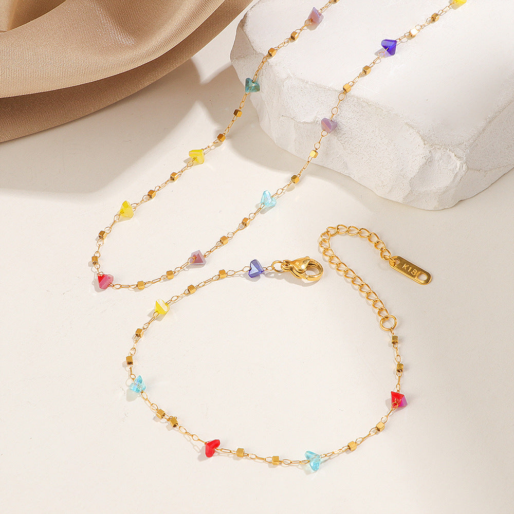 Damen Bunt Geometrisch Charm Fußkette Shop Nory