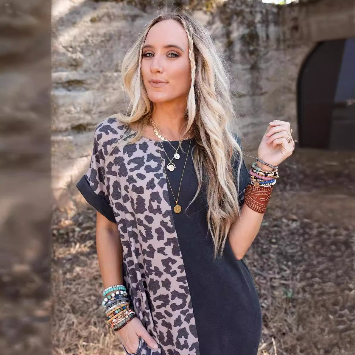 Damen Freizeitkleid im trendigen Leopardenmuster Shopnory