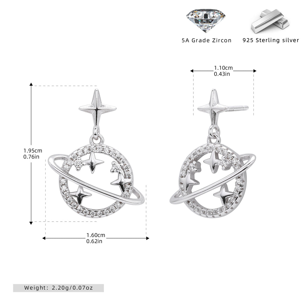 Damen Ohrhänger mit galaktischem Design und funkelnden Zirkonia Shop Nory
