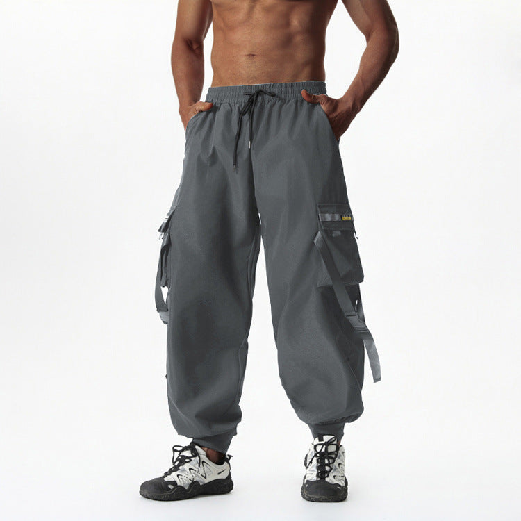Herren Utility-Cargo-Jogginghose mit Tunnelzug, Beinschnallen & Mehrfachtaschen Shop Nory