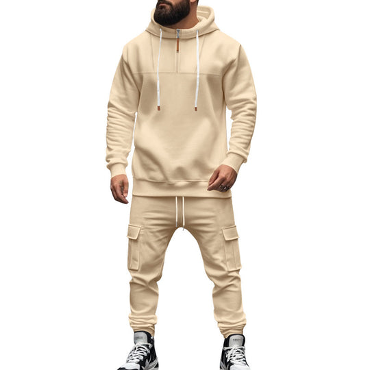 Herren nan Cargo-Joggingset mit Halbzip-Kapuzenpullover und Kordelbund-Cargohose Shop Nory