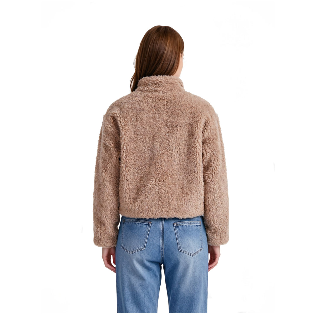 Damen Kurz geschnittene Teddy‑Felljacke mit Doppelknopfleiste Shop Nory