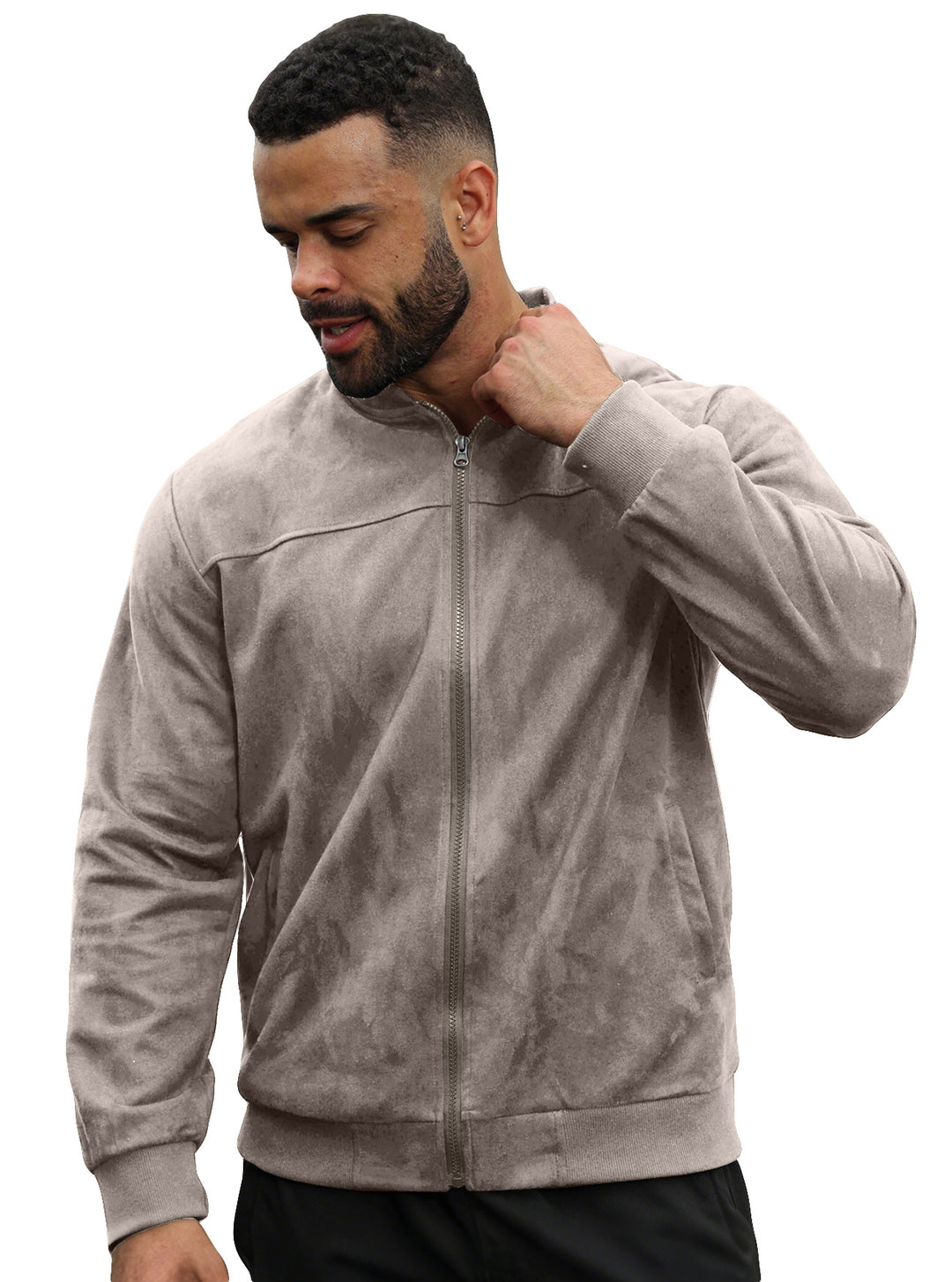 Herren Velours-Trainingsjacke mit Reißverschluss und Stehkragen Shop Nory