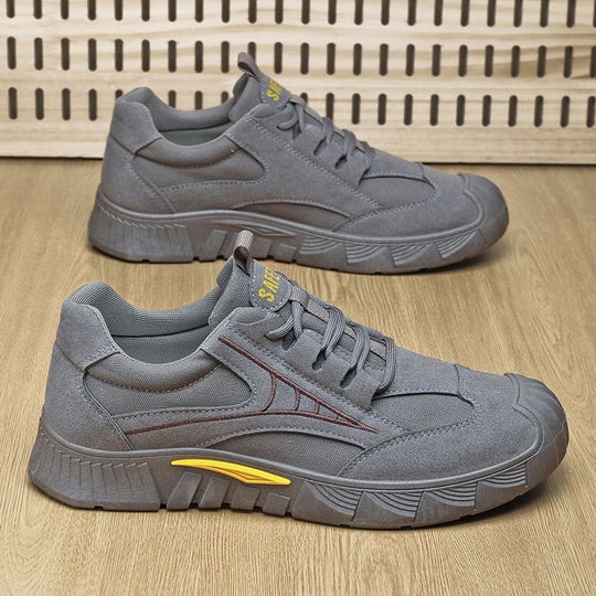 Herren Robust-gepolsterter Retro-Trail-Sneaker aus Velours- und Mesh-Mix mit auffälliger Profillaufsohle Shop Nory