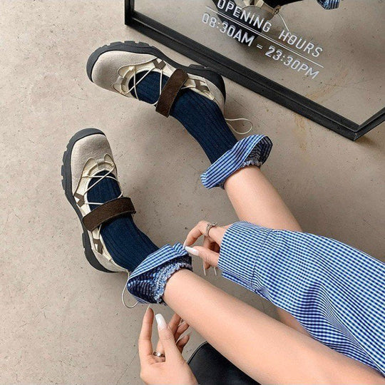 Damen Sportliche Ballerinas mit verstellbarem Riemen und rutschfester Sohle