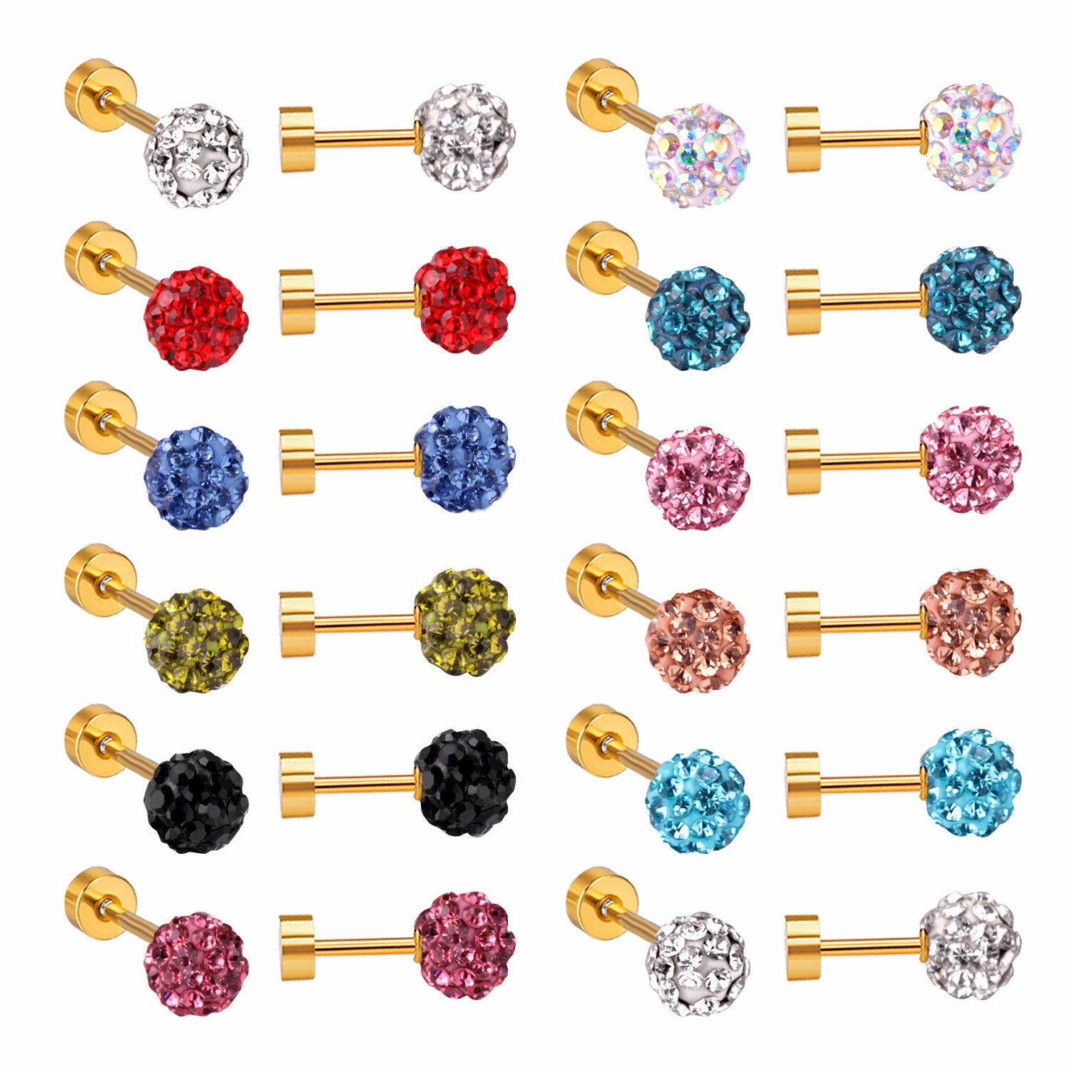 Damen Ohrstecker mit bunten Kristallen und goldplattierten Elementen Shop Nory