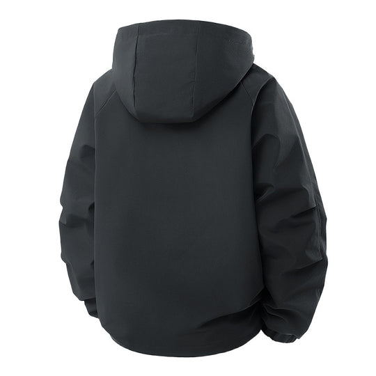 Herren Minimalistischer Tech-Softshell-Parka mit Kapuze, verdecktem Reißverschluss und Cargo-Brusttaschen Shop Nory