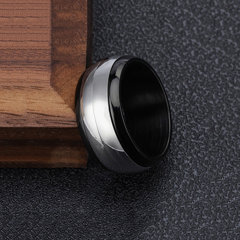 Herren modischer Edelstahlring mit eleganter Schwarz-Weiß-Optik Shop Nory