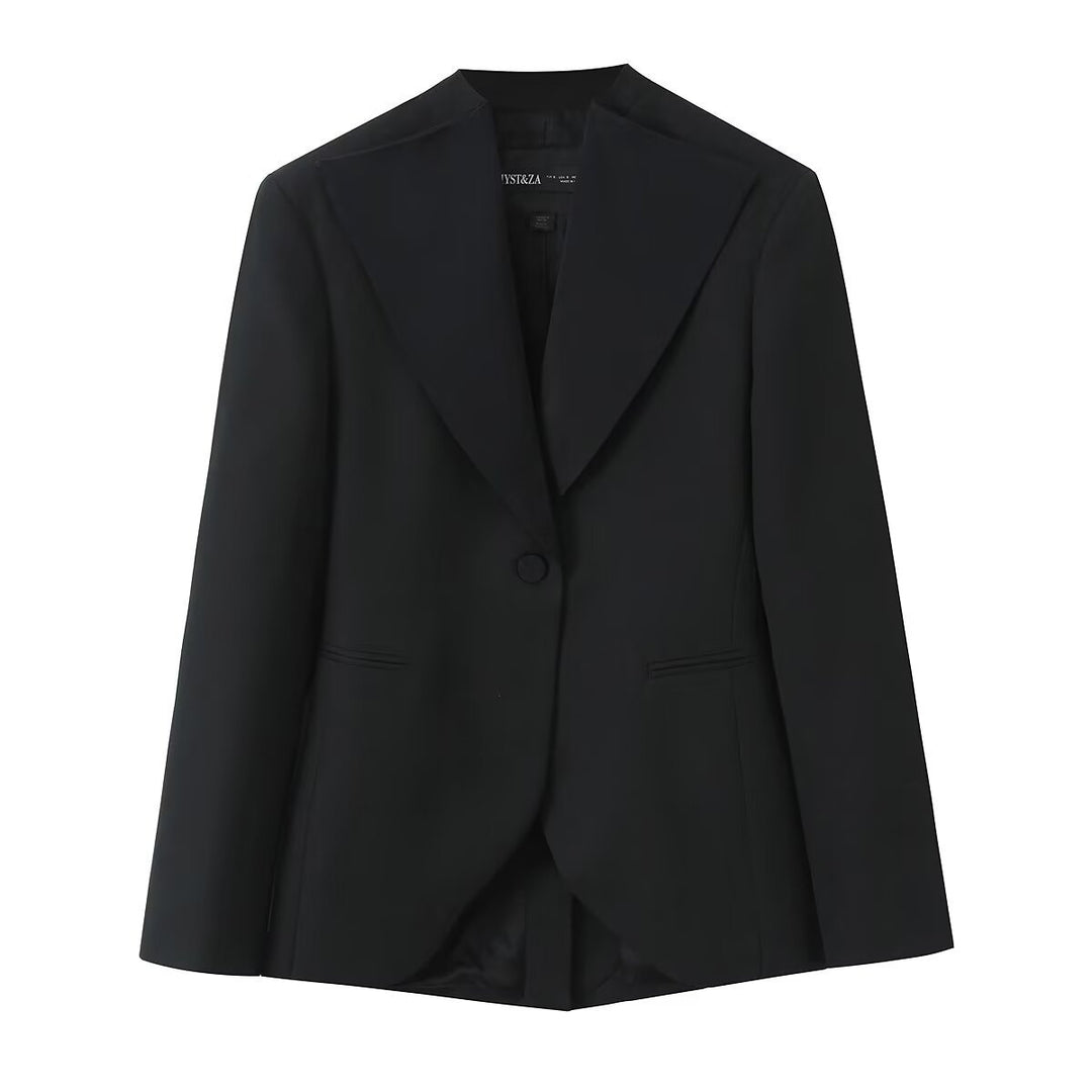 Damen Maßgeschneiderter Ein-Knopf-Blazer mit extra weitem Schalkragen und schmaler Silhouette Shop Nory
