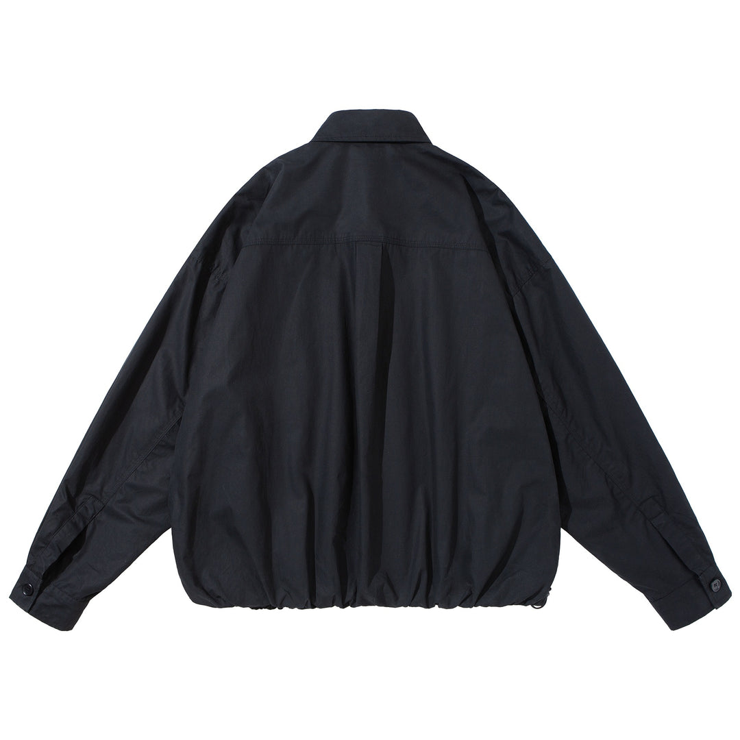 Unisex Weit geschnittene Overshirt-Jacke aus Baumwollmix mit Tunnelzugsaum und Brusttasche Shop Nory