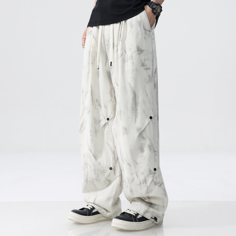 Herren Weit geschnittene Batik-Cargohose aus Baumwollmix mit Kordelzug Shop Nory