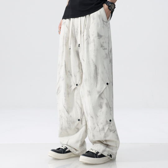 Herren Weit geschnittene Batik-Cargohose aus Baumwollmix mit Kordelzug Shop Nory