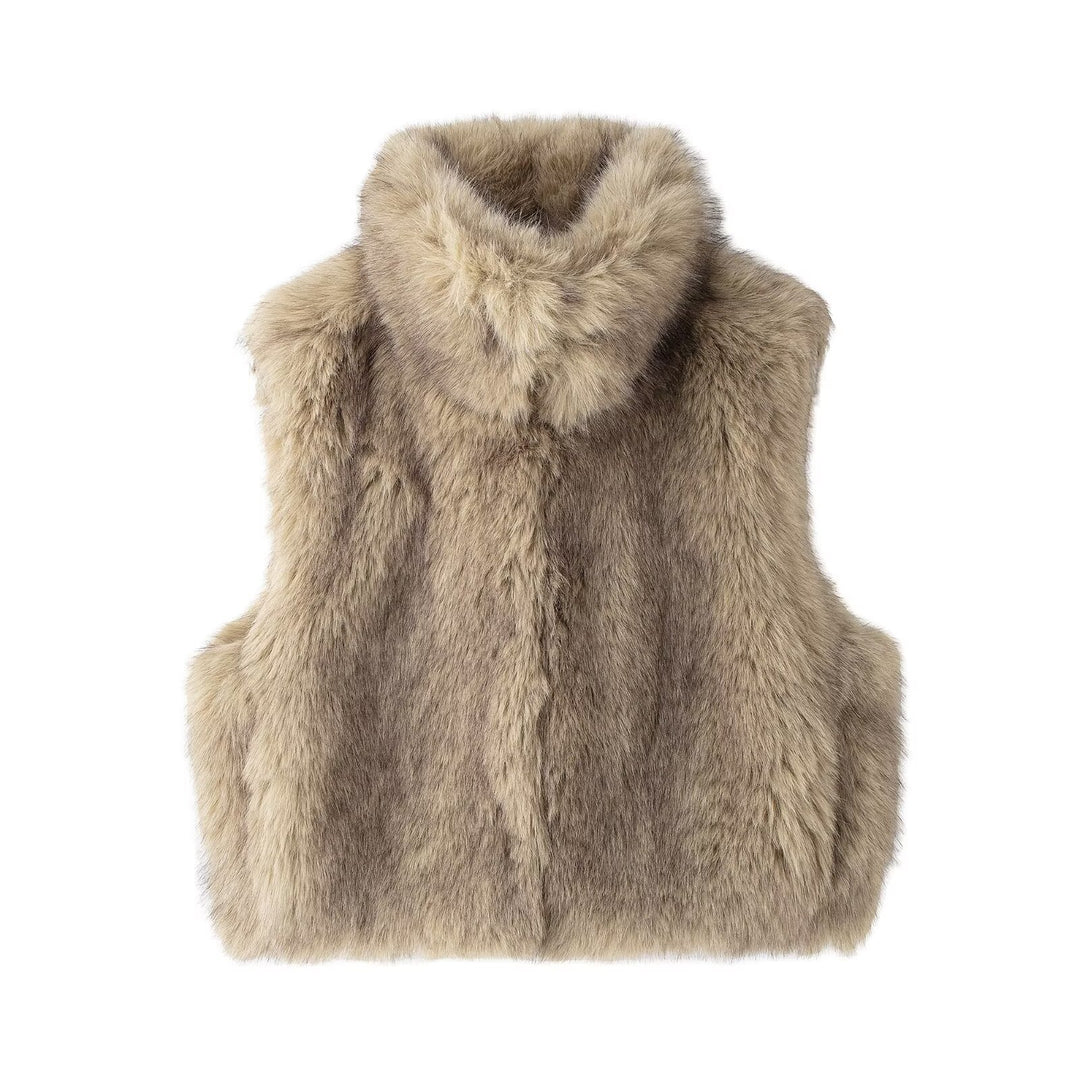 Damen Ärmellose Teddy‑Plüschweste mit hohem Stehkragen und dichtem Hochflor Shop Nory