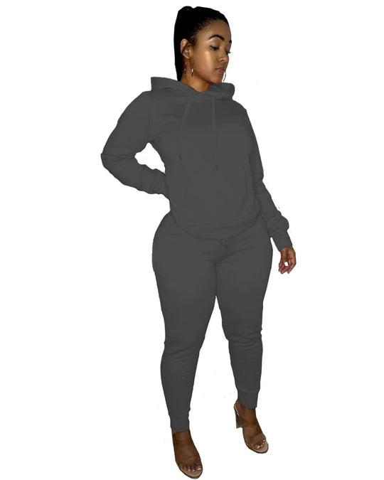Damen nan tailliertes Hoodie- und Jogginghose-Set mit Kängurutasche, hohem Komfortbund und gerippten Knöchelbündchen Shop Nory