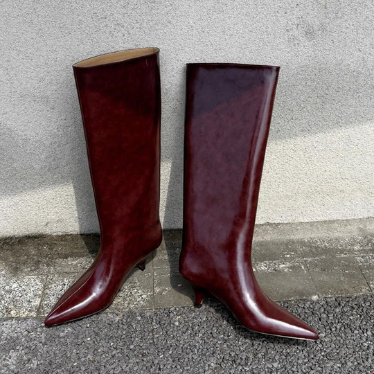 Damen spitz zulaufende Stiefelette mit sculpted Kitten-Absatz und mid-calf Schaft Shop Nory