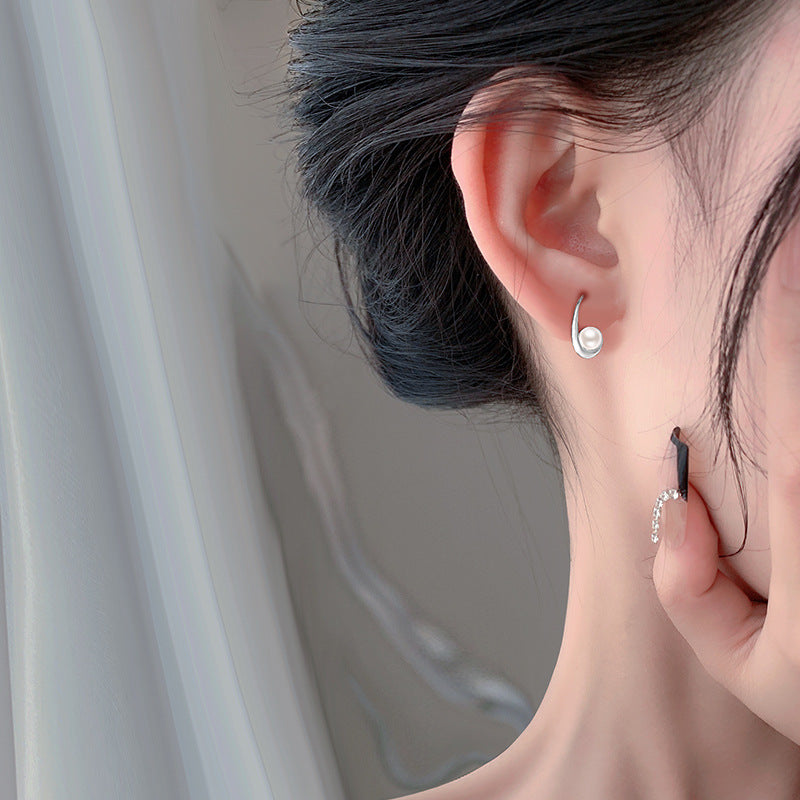 Damen Ohrhänger mit geschwungenem Design und hochwertiger Perle Shop Nory