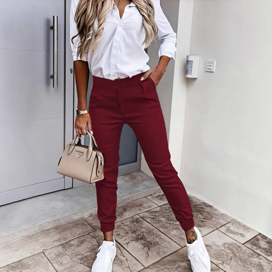 Damen bequeme Slim-Fit Chino-Hose