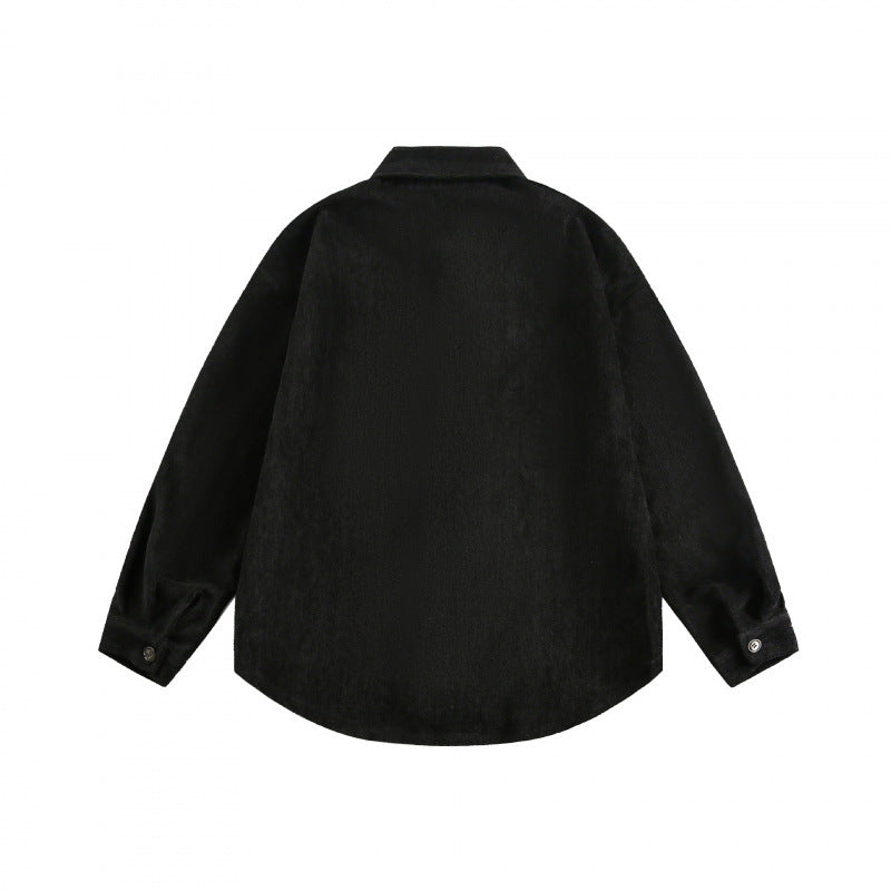 Unisex Oversize Samt-Hemdjacke mit Brusttasche und durchgehender Knopfleiste Shop Nory