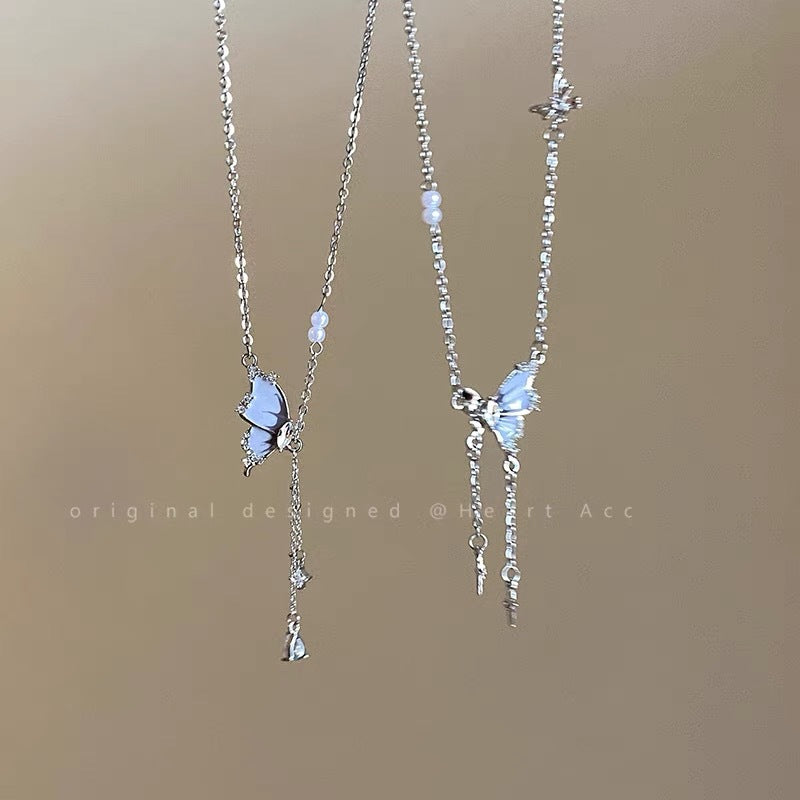 Damen Elegante und filigrane Kette mit Schmetterling Shop Nory