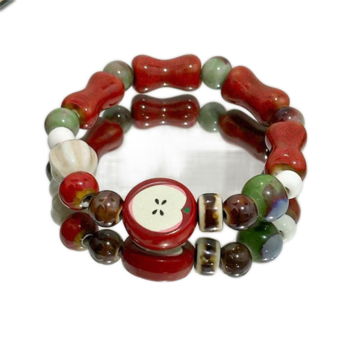 Damen Armband aus handgefertigten bunten Naturperlen und stilvollen Anhängern Shop Nory