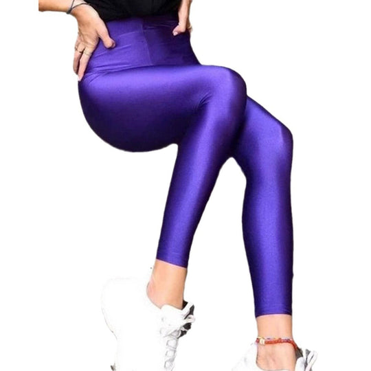 Damen Hochglänzende Fitness-Leggings mit hoher Taille und umfassendem Komfort