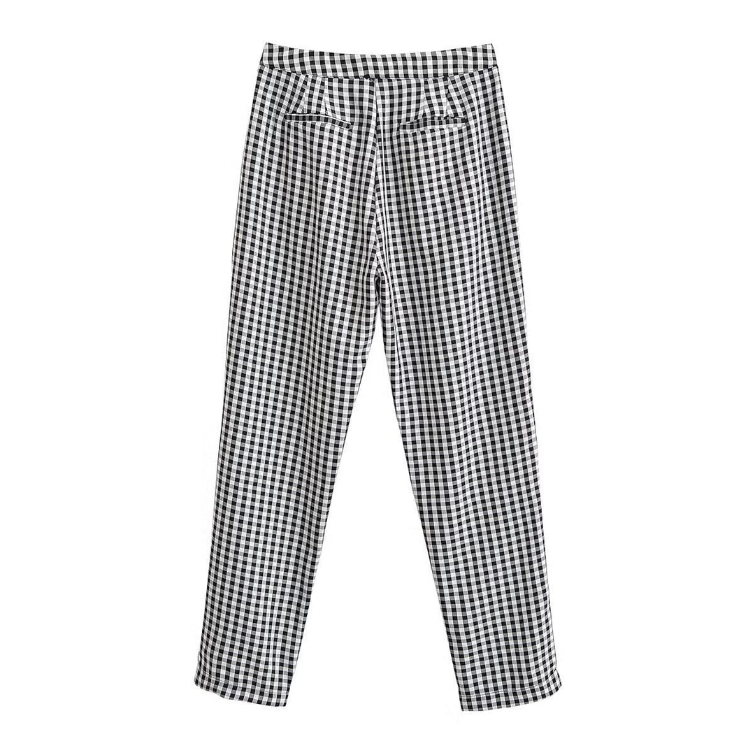 Damen karierten Hose mit lockerem Schnitt
