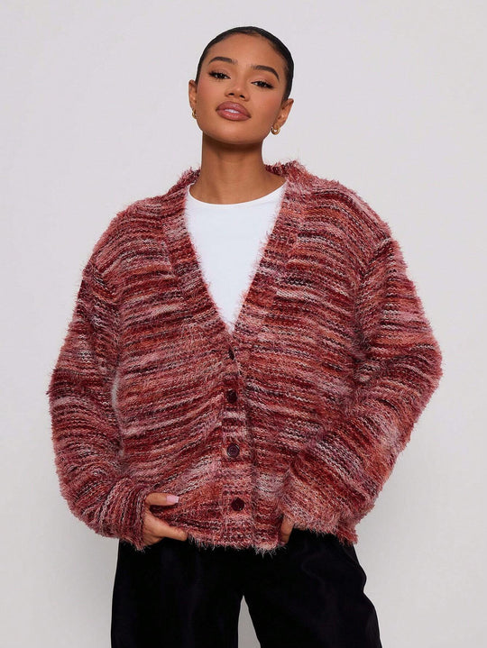 Damen Oversize-Flauschpullover mit weitem Carmen‑Ausschnitt und melierter Strickstruktur Shop Nory