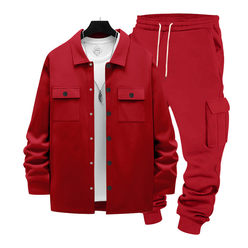 Herren nan lässiges Baumwoll-Misch Overshirt und Cargo-Jogger Set mit Kordelzug, Pattentaschen und elastischen Bündchen Shop Nory