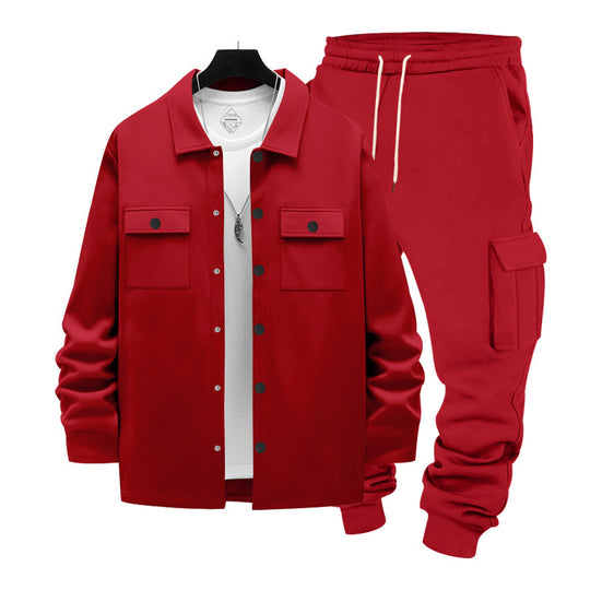 Herren nan lässiges Baumwoll-Misch Overshirt und Cargo-Jogger Set mit Kordelzug, Pattentaschen und elastischen Bündchen Shop Nory
