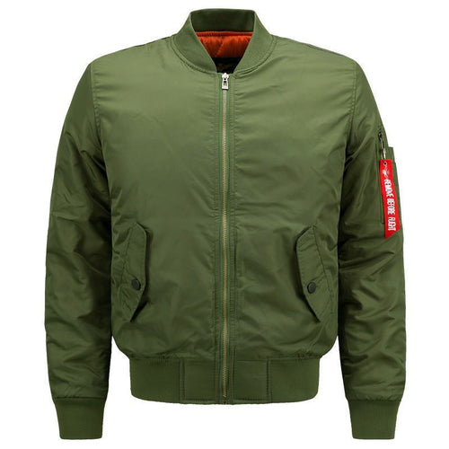 Herren Bomberjacke im Pilotenstil mit kontrastiertem Innenfutter und Ärmel-Utilitytasche Shop Nory
