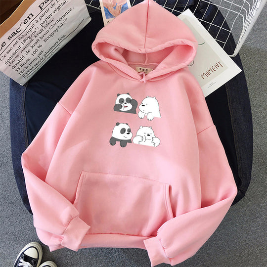 Unisex nan Kapuzenpullover mit niedlichem Comic-Tierprint, Kängurutasche und weichem Fleece-Innenfutter Shop Nory