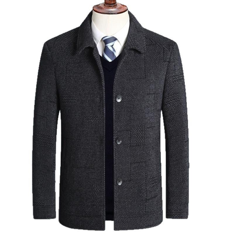 Herren eleganter Wollmix-Mantel mit strukturierter Weboptik und Knopfleiste Shop Nory