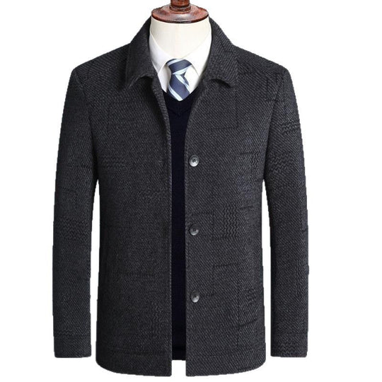Herren eleganter Wollmix-Mantel mit strukturierter Weboptik und Knopfleiste Shop Nory