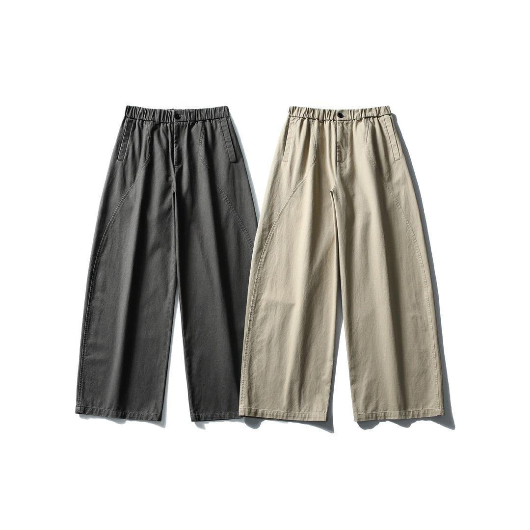 Damen Weite Cropped-Hose mit elastischem Bund und dekorativen Nahtpasse Shop Nory