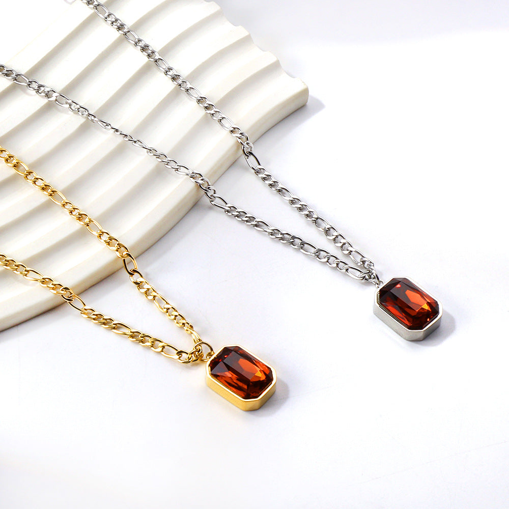 Damen Halskette mit grünem Edelsteinanhänger aus goldplattiertem Edelstahl Shop Nory