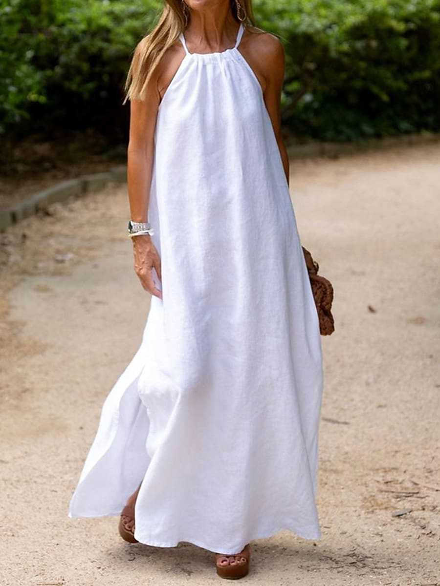Damen Maxikleid mit Spaghettiträgern und elegantem fließendem Schnitt