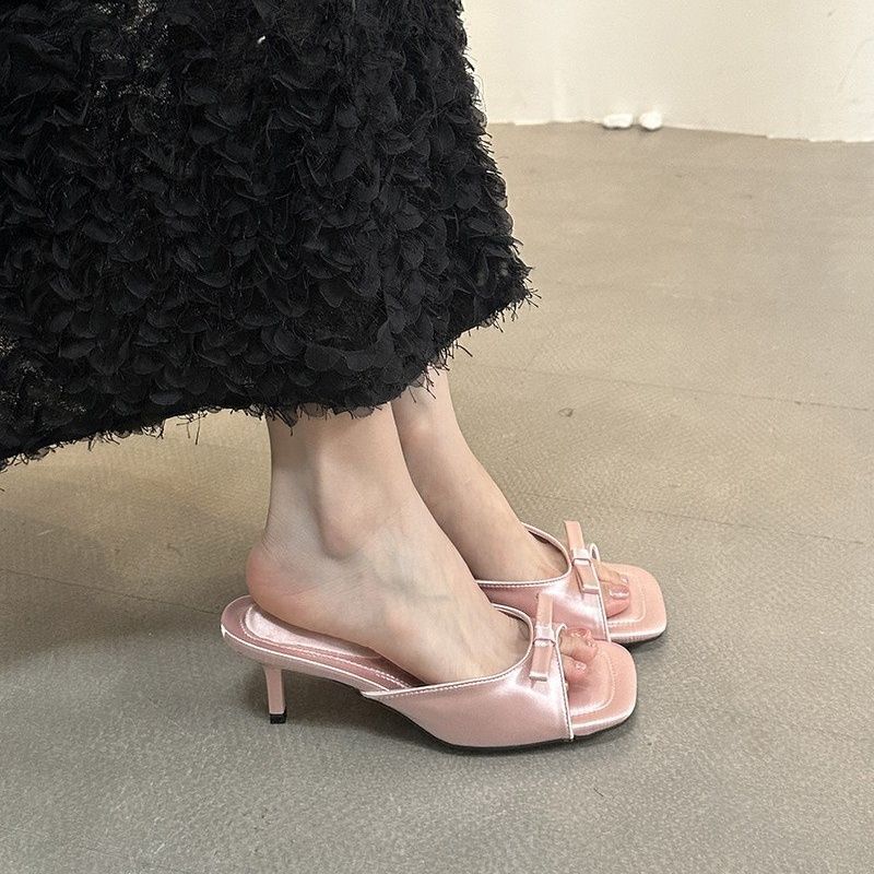 Damen elegante Mules mit Schleifenakzent