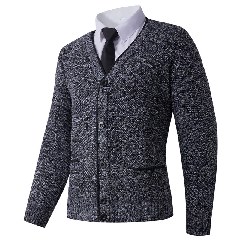 Herren Strukturierte Strickcardigan mit V-Ausschnitt, Knopfleiste und Eingrifftaschen Shop Nory