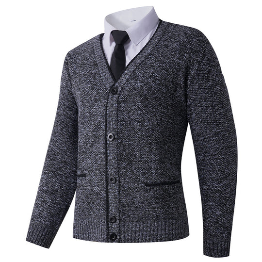 Herren Strukturierte Strickcardigan mit V-Ausschnitt, Knopfleiste und Eingrifftaschen Shop Nory