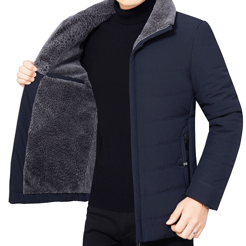 Herren Wattierte Winterjacke mit weichem Plüschfutter, Stehkragen und schmaler Steppung Shop Nory