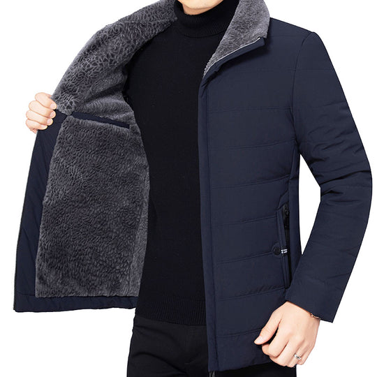 Herren Wattierte Winterjacke mit weichem Plüschfutter, Stehkragen und schmaler Steppung Shop Nory