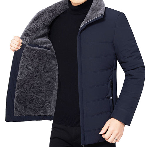 Herren Wattierte Winterjacke mit weichem Plüschfutter, Stehkragen und schmaler Steppung Shop Nory
